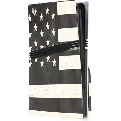 Black & White USA Flag PS5 Pro Disk Console Skin